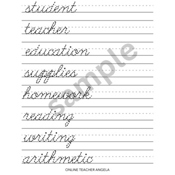 Cursive Writing Practice | Words of the Week: Time For School | TpT