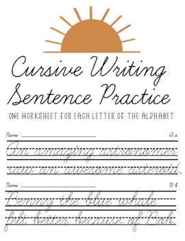 Preview of Cursive Writing Sentence Practice