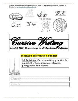 Preview of Cursive Writing Student Booklet with Connections to All Curriculum