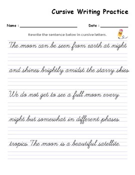 Cursive Writing Worksheet 12 by professional designer | TPT