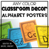 Cursive and Print Alphabet Posters - Black and White Class