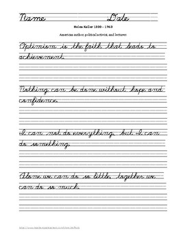 Cursive copywork - quotes by women by JTeffects | TPT