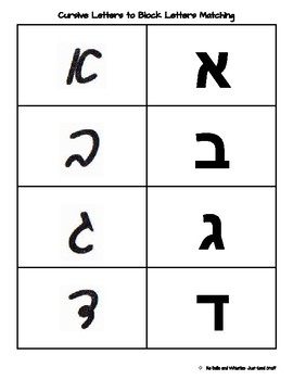 Cursive to Block Letters- Hebrew by No Bells and Whistles- Just Good Stuff