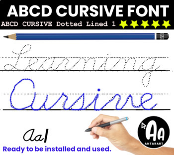 Cursive writing font Dotted (Dashed) Lined 1 (Ruled) for tracing ...