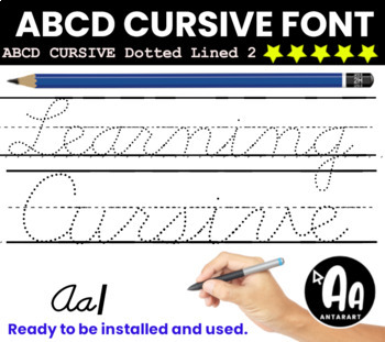 Preview of Cursive writing font Dotted (Dashed) Lined 2 (Ruled) for tracing Alphabet ABC