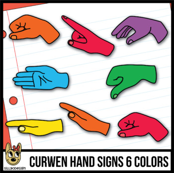 Preview of Curwen Hand Sign Clip Art: 6 Colors Sets