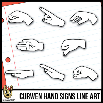 Preview of Curwen Hand Sign Clip Art, Line Art