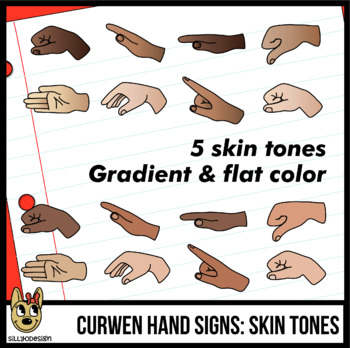 Preview of Curwen Hand Sign Clip Art, Diverse Skin Tones Clip Art