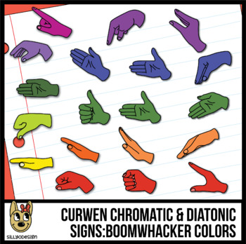 Preview of Curwen Hand Signs, Diatonic and Chromatic Bundle, Kodaly, Boomwhacker colors