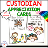 Custodian Appreciation Greeting Cards- Editable!