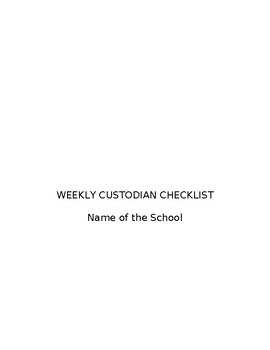 Preview of Custodian daily and weekly checklist (Editable and fillable resource)