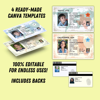 Custom Child ID Card Canva Template Identification Cards for Field ...