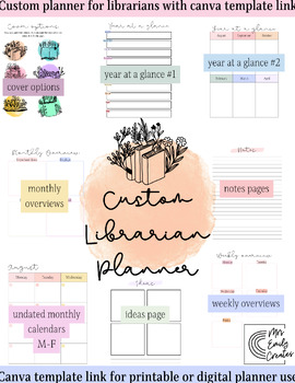 Preview of Custom Librarian Planner | Canva Template | Digital or printable planner