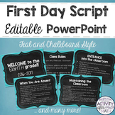 First Day Script Editable PowerPoint Introduce Classroom R