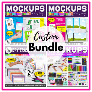 Preview of Custom Mockup Bundle Booklets Dry Erase Pocket Sleeves and School Supplies