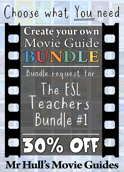 Preview of 10 x Pack | Custom Movie Guide Bundle #1 for The ESL Teachers Bundle |  30% Off