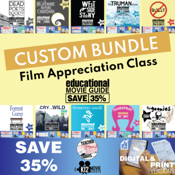 Preview of Custom Movie Guide Bundle | Film Appreciation Class | 10 Movie Guides | SAVE 35%