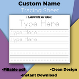 Custom Name Tracing Sheet, Handwriting Practice, Editable 