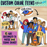 Custom School Colors Clipart Teens in Casual Poses