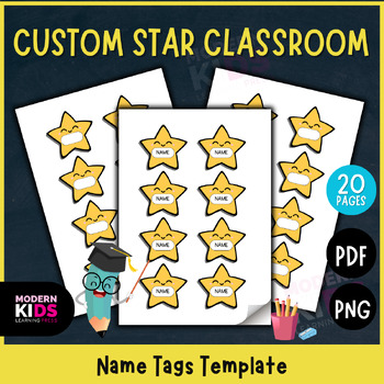 Preview of Custom Star Classroom Name Tags