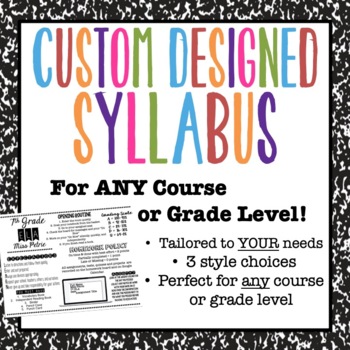 Preview of Custom Syllabus for ANY Classroom | Middle School or High School |Back to School