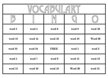 Preview of Custom Vocabulary Bingo