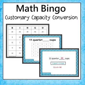 Preview of Customary Capacity Conversion Bingo