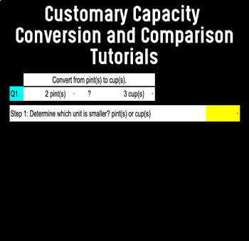 Preview of Customary Capacity Conversion & Comparison Tutorials - Guided Capacity Practice