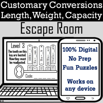 Preview of Customary Conversion of Length, Weight and Capacity: Digital Escape Room Math
