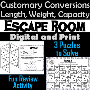 Preview of Customary Conversion of Length Weight & Capacity Activity: Escape Room Math Game