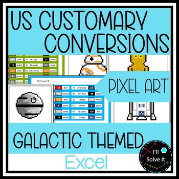 Preview of U.S. Customary Conversions | Pixel Art | self-checking | Excel