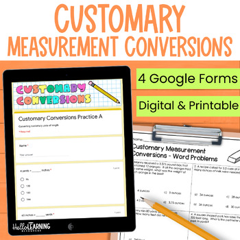 Preview of Customary Conversions - Customary Measurement Units Practice for Google Forms™ 