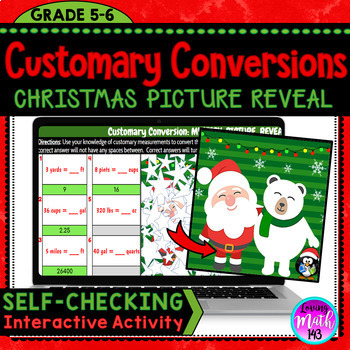 Preview of Customary Conversions Digital Mystery Reveal Christmas Activity