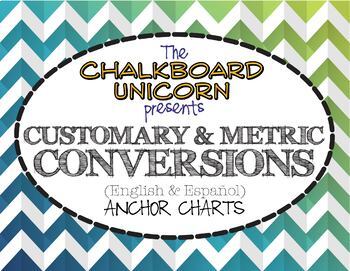 Preview of Conversions: Customary & Metric Anchor Charts (English & Español)