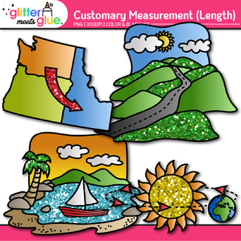 Scenic Landforms Clip Art Collection- Color/Blackline-Commercial Use Images