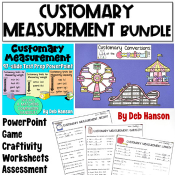 Preview of Customary Measurement Bundle of Activities: PowerPoint, Worksheets, Assessment