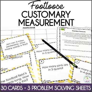 Preview of Customary Measurement Conversions 5th, 6th Grade Math Task Cards Problem Solving