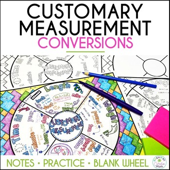 Preview of Customary Measurement Conversions Guided Notes Doodle Math Wheel