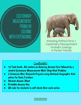 Preview of Customary Measurement Enrichment Task Cards/Google Form- Animal Facts