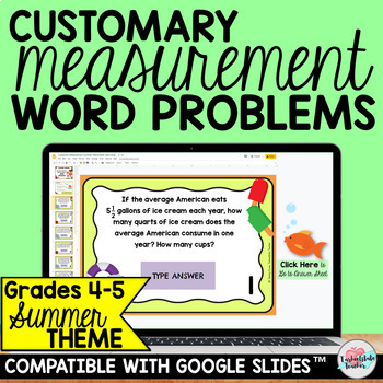 Preview of Customary Measurement Word Problems Google Classroom™ Task Cards Activities