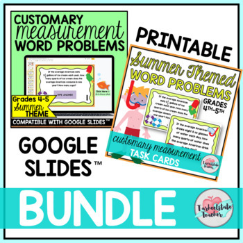 Preview of Customary Measurement Word Problems Task Cards Activities or Math Centers BUNDLE