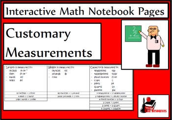 Preview of Customary Measurements Lesson for Interactive Math Notebooks