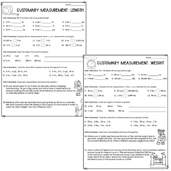 Customary Measurements Worksheets: Length, Weight, Capacity