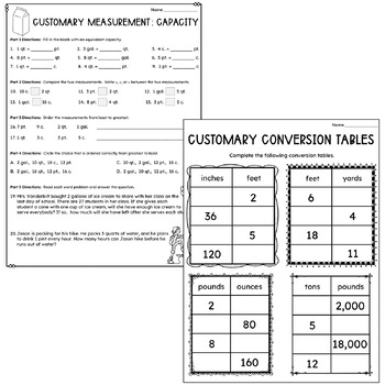 worksheets tables for math grade 1 Weight Customary Length, Worksheets: Measurements