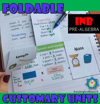 Preview of Customary Units and Conversion Factors Foldable PDF + EASEL