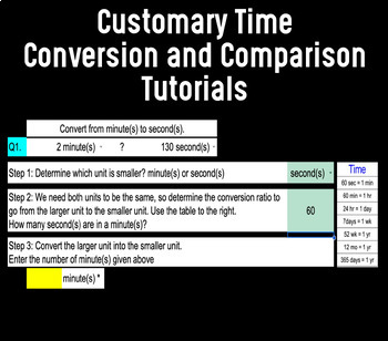 Preview of Customary Time Conversion & Comparison Tutorials - Guided Time Practice
