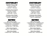 Customary and Metric Measurement Conversions