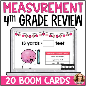 Preview of Customary and Metric Measurement Digital Boom Cards - 4th Grade Math Review
