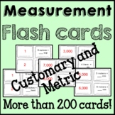 Customary and Metric Measurement Flash Cards Common Core {