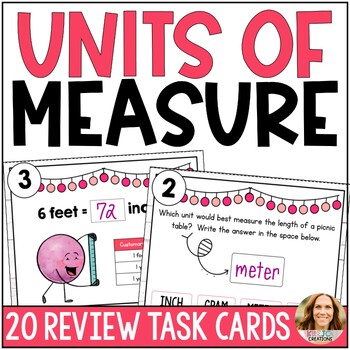 Preview of Customary and Metric Measurement Review Task Cards - 4th Grade Math